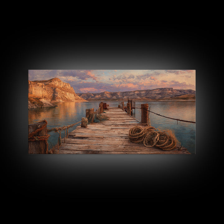 Scenic Tropical Beach Sunset Digital Art Canvas Print Bright Vibrant Colorful Wall Art Coastal Home Decor