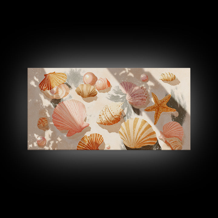 Pink Seashell Coastal Wall Art, Beach House Decor, Nautical Wall Art, Ocean Wall Decor, Coastal Bathroom Decor, Canvas Print