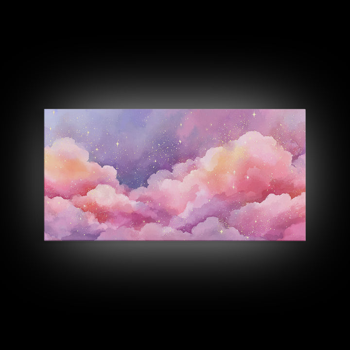 Pink Purple Cloudscape Wall Art, Pastel Celestial Decor, Dreamy Bedroom Wall Art, Nursery Wall Art, Whimsical Canvas Print