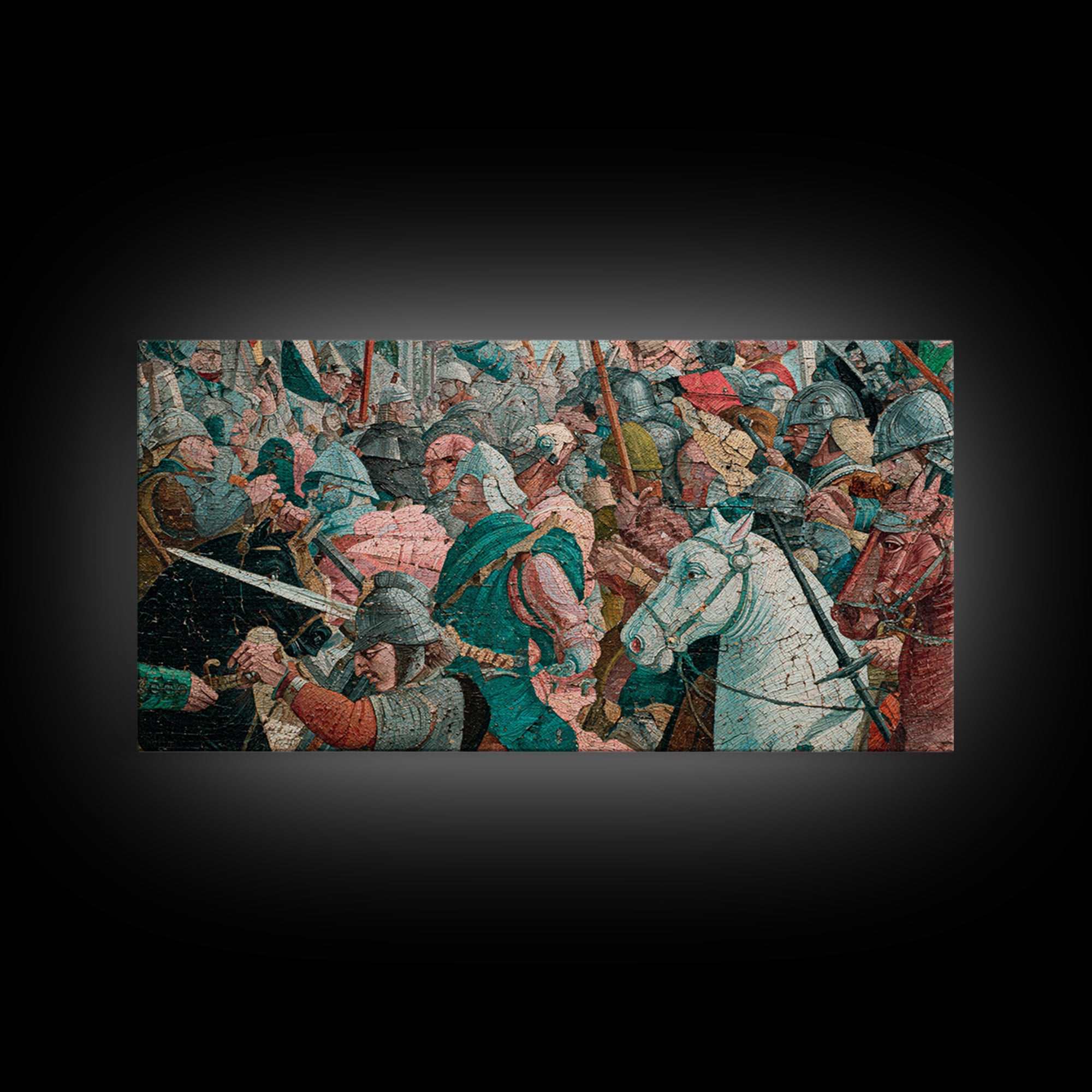 Medieval Cavalry Battle Scene Wall Art, Historical Canvas Print, Maximalist Gallery Decor, Masculine Gift For Him, Living Room Decor