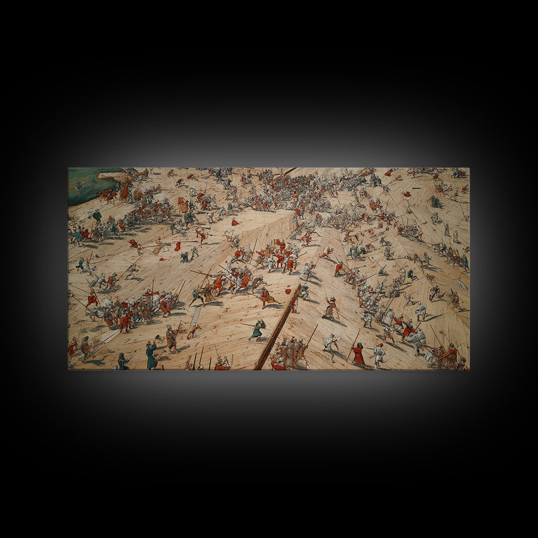 Medieval Battlefield Panorama Wall Art, Historic Army Battle Print, Detailed War Map Decor, Large Office Canvas Artwork, Gift For Him