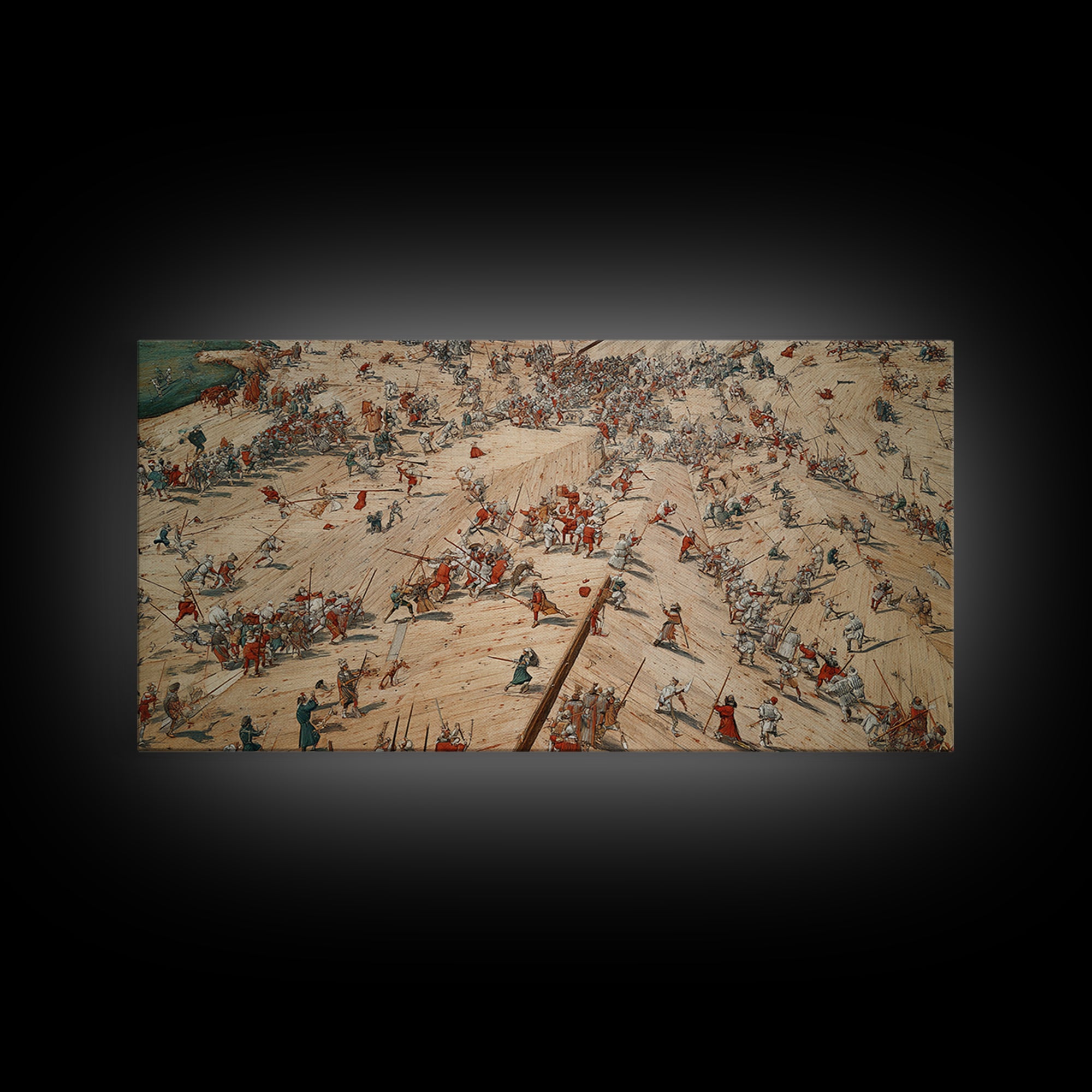 Medieval Battlefield Panorama Wall Art, Historic Army Battle Print, Detailed War Map Decor, Large Office Canvas Artwork, Gift For Him