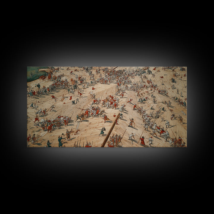 Medieval Battlefield Panorama Wall Art, Historic Army Battle Print, Detailed War Map Decor, Large Office Canvas Artwork, Gift For Him