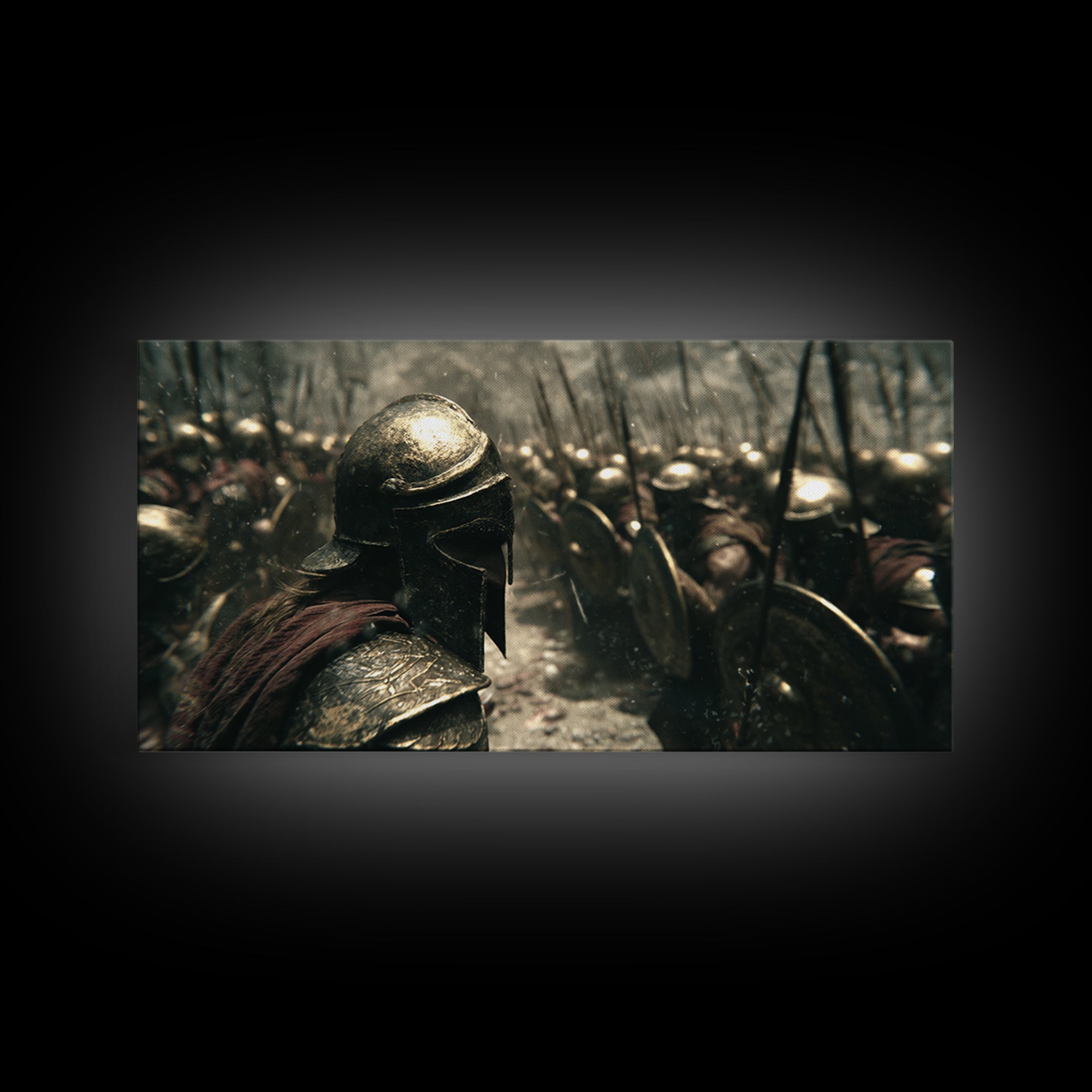 Epic Realistic Ancient Spartan Warrior Battle Scene Oil Painting Canvas Print Large Wall Art For Man Cave And Masculine Home Decor