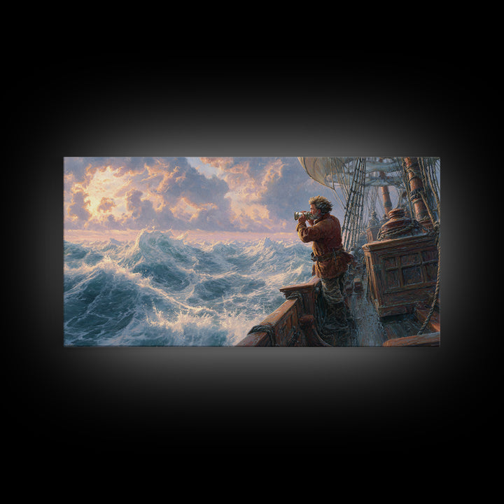 Stormy Ocean Ship Photographer Wall Art, Nautical Seascape Canvas Print, Maritime Decor, Coastal Gift For Him, Large Ocean Wall Decor