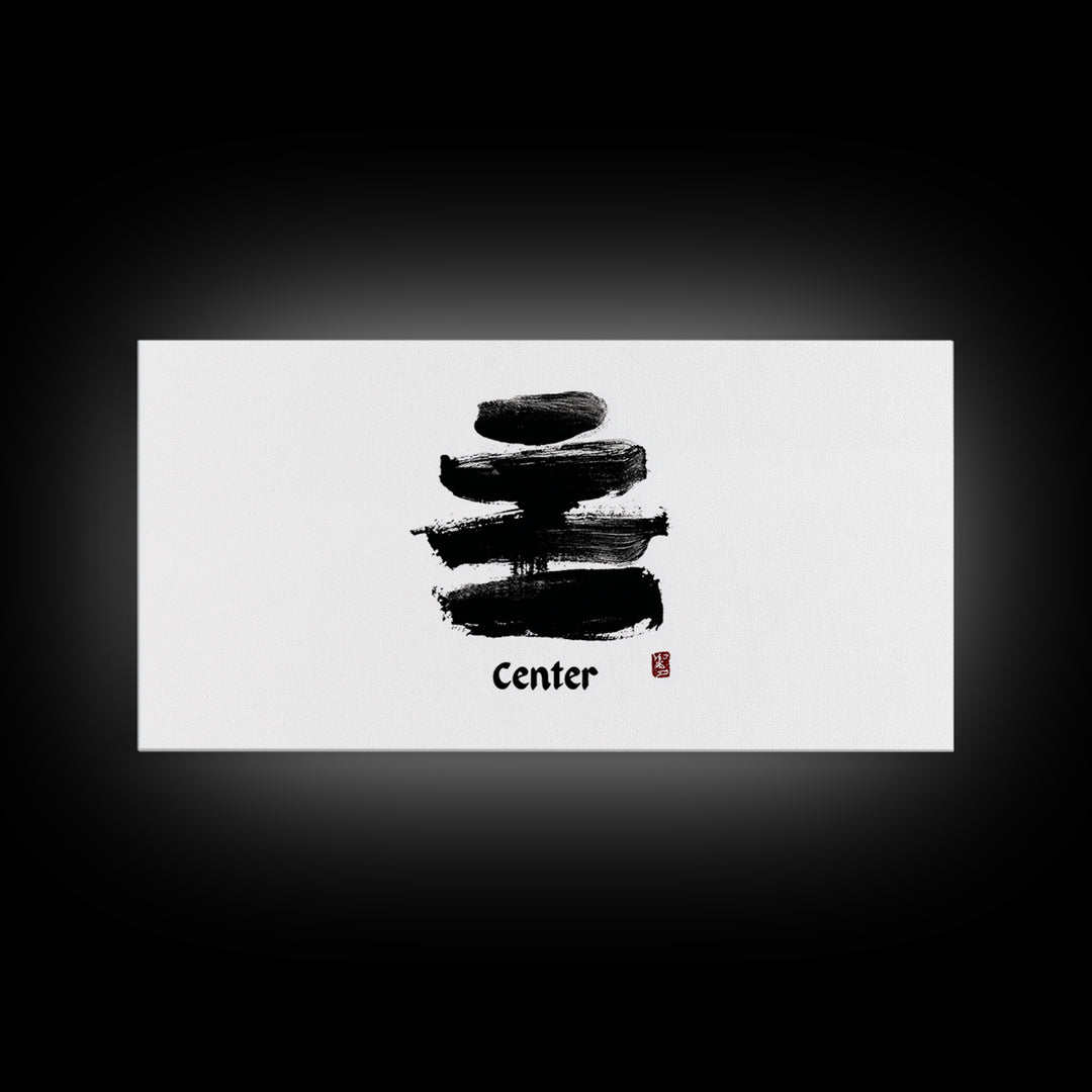 Zen Bamboo Brush Painting Minimalist Wall Art Black And White Ink Illustration Canvas Print Home Decor For Living Room And Office
