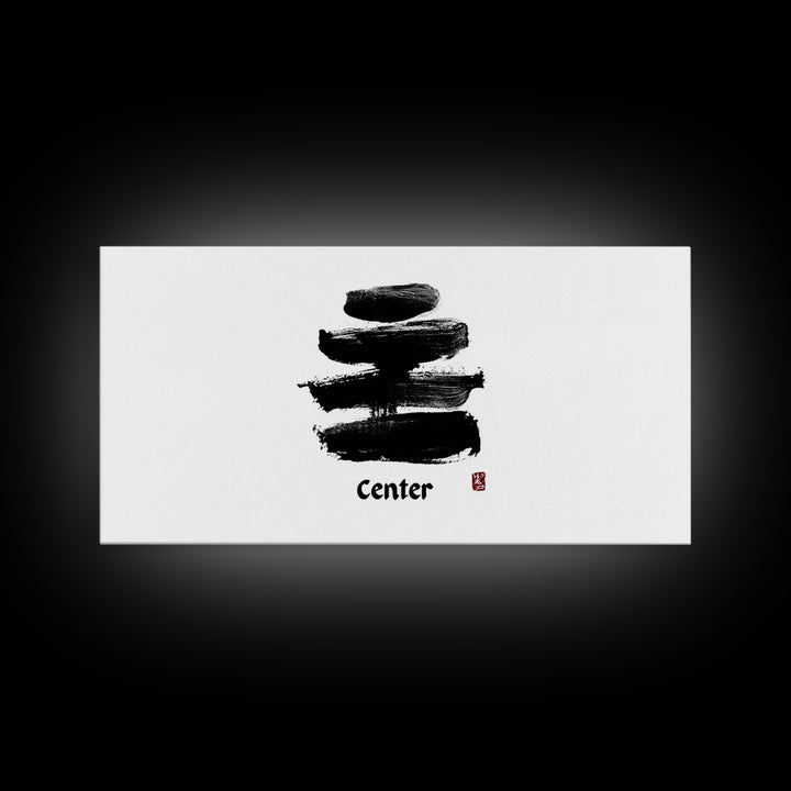 Zen Bamboo Brush Painting Minimalist Wall Art Black And White Ink Illustration Canvas Print Home Decor For Living Room And Office