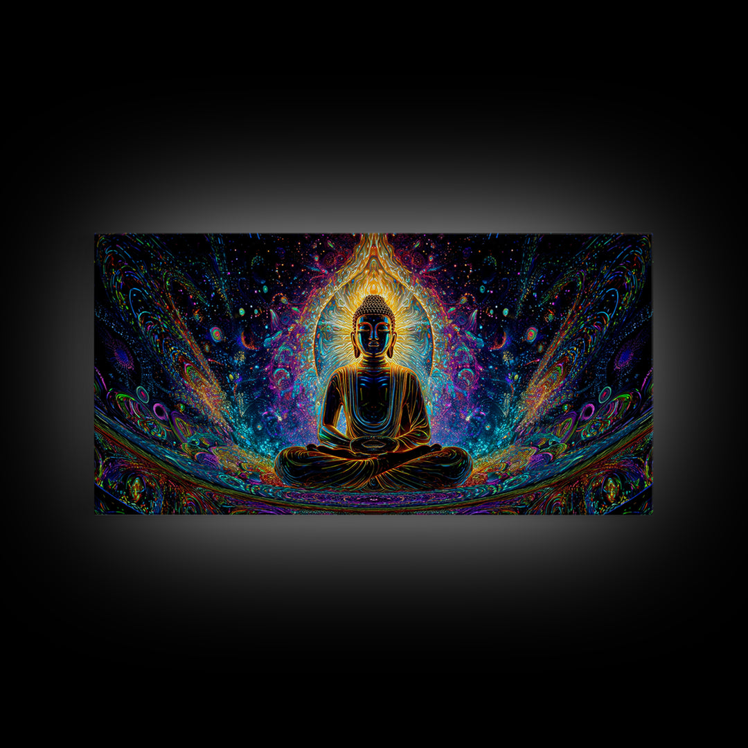 Vibrant Psychedelic Buddha Meditation Canvas Print Spiritual Wall Art Home Decor For Living Room And Yoga Space