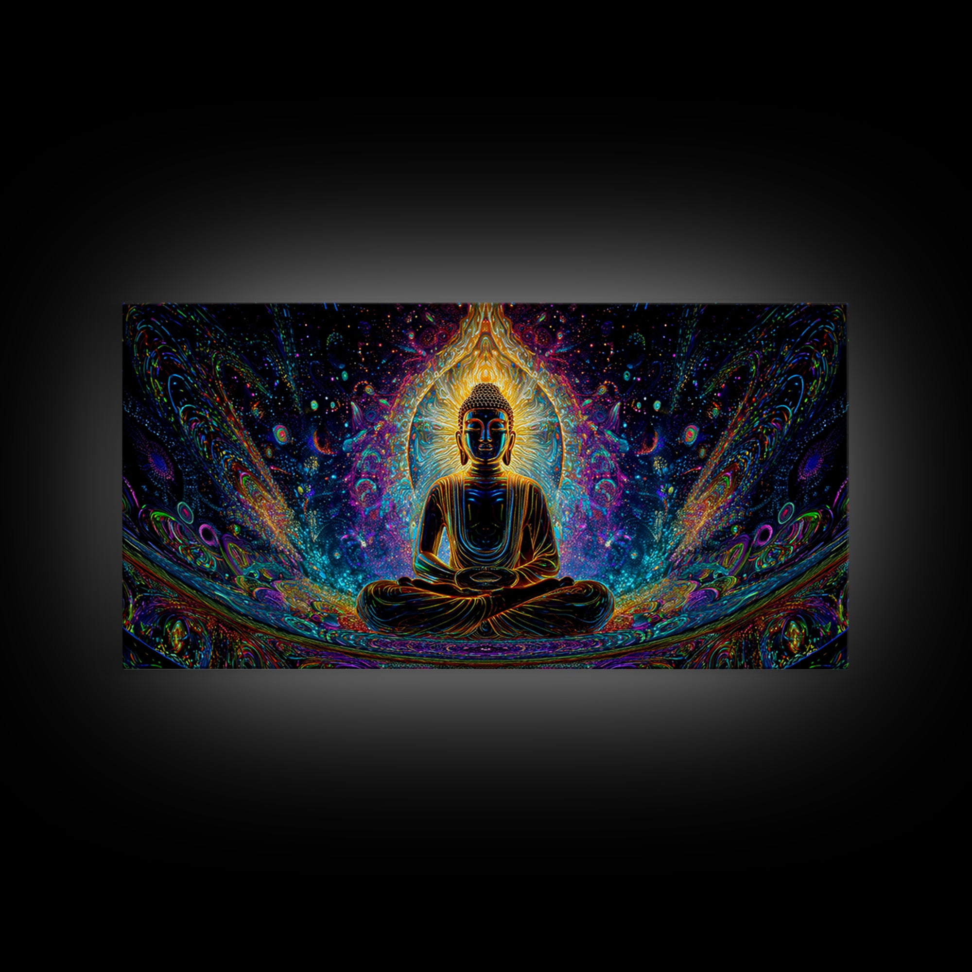 Vibrant Psychedelic Buddha Meditation Canvas Print Spiritual Wall Art Home Decor For Living Room And Yoga Space