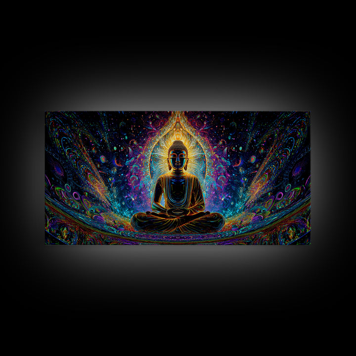Vibrant Psychedelic Buddha Meditation Canvas Print Spiritual Wall Art Home Decor For Living Room And Yoga Space