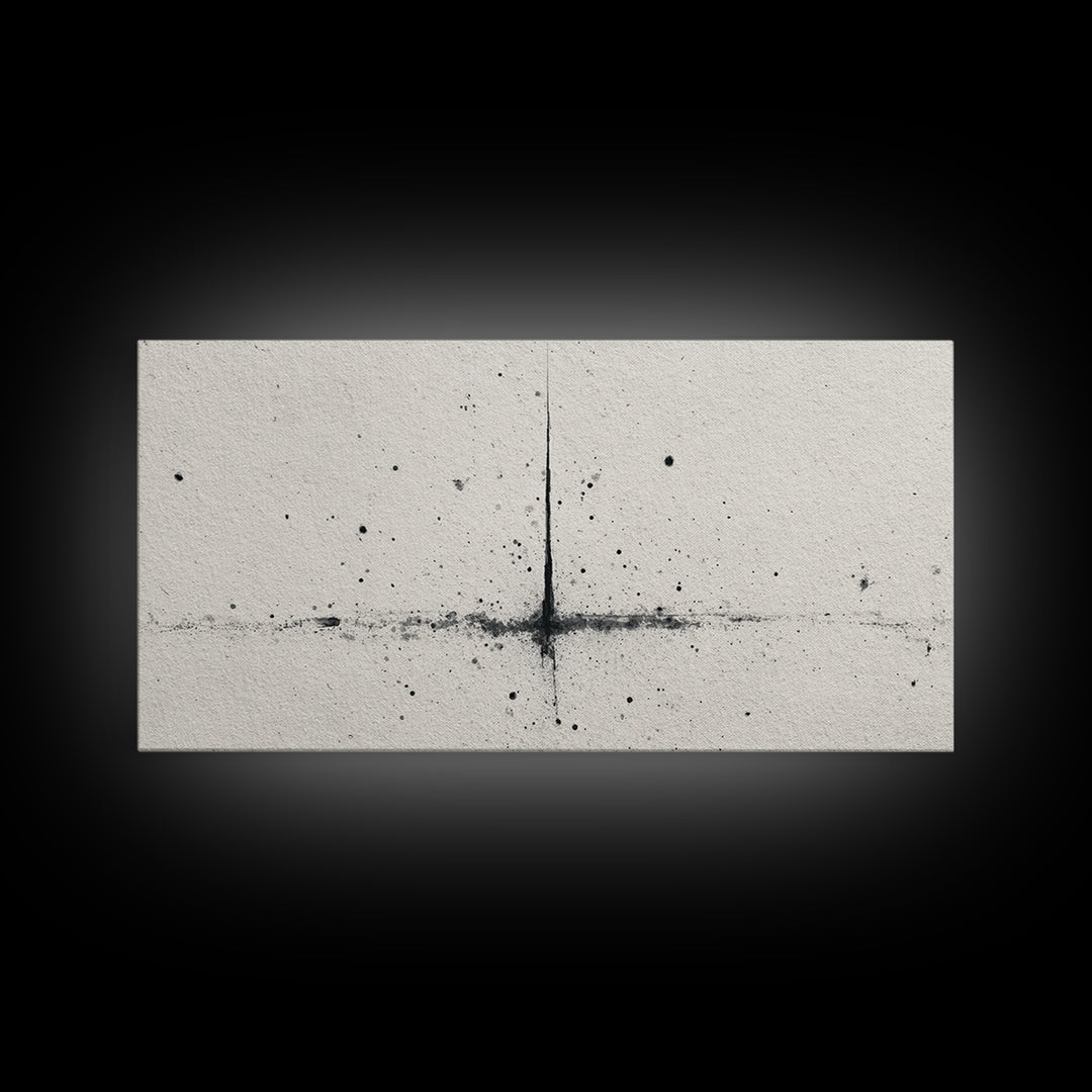 Abstract Black Ink Splatter On Neutral Background Minimalist Wall Art Canvas Print Modern Art For Office And Contemporary Home Decor