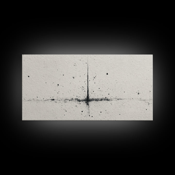 Abstract Black Ink Splatter On Neutral Background Minimalist Wall Art Canvas Print Modern Art For Office And Contemporary Home Decor
