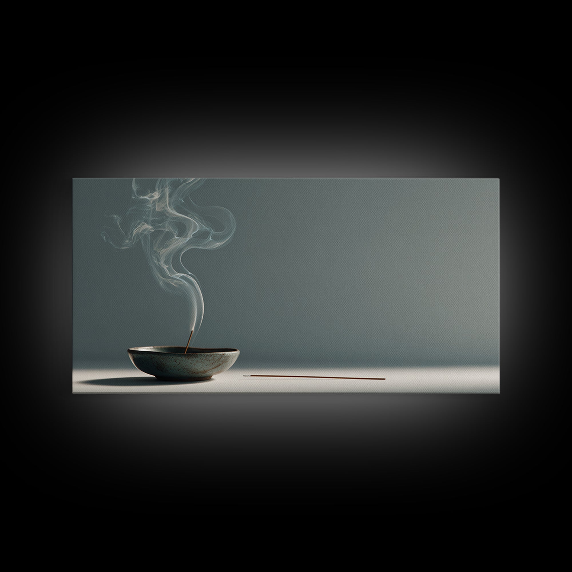 Minimalist Still Life Incense Burner With Smoke Rising On Muted Background Contemporary Zen Wall Art Canvas Print For Home Relaxation