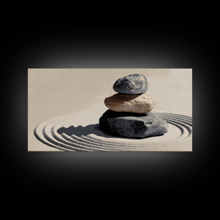 Zen Rock Pyramid Abstract Minimalist Wall Art Painting Canvas Print For Calm Modern Home Decor