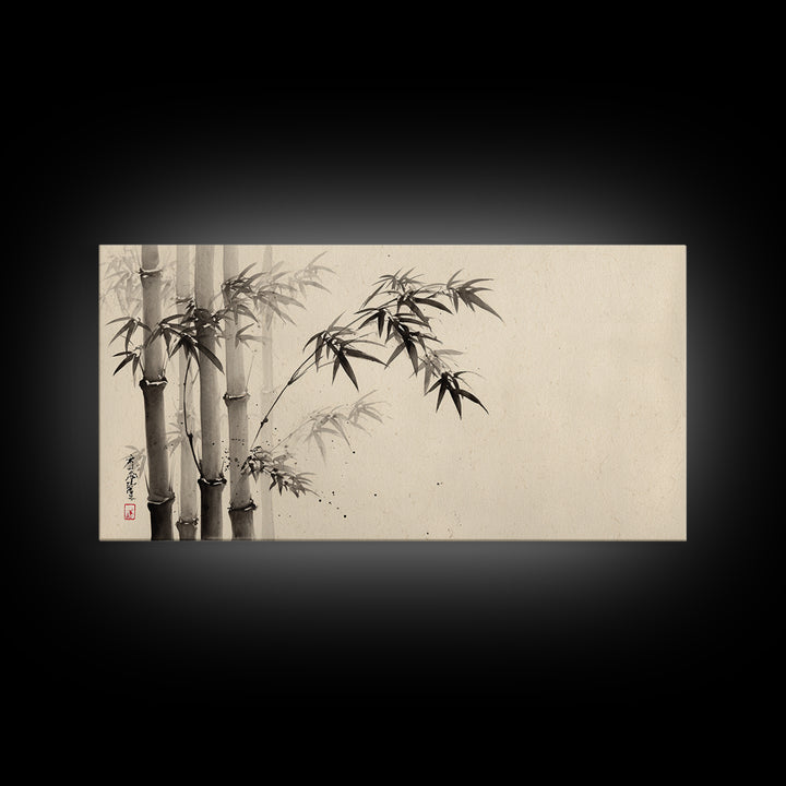 Traditional Ink Bamboo Painting Black And White Wall Art Print For Minimalist Home Decor And Asian Inspired Interior