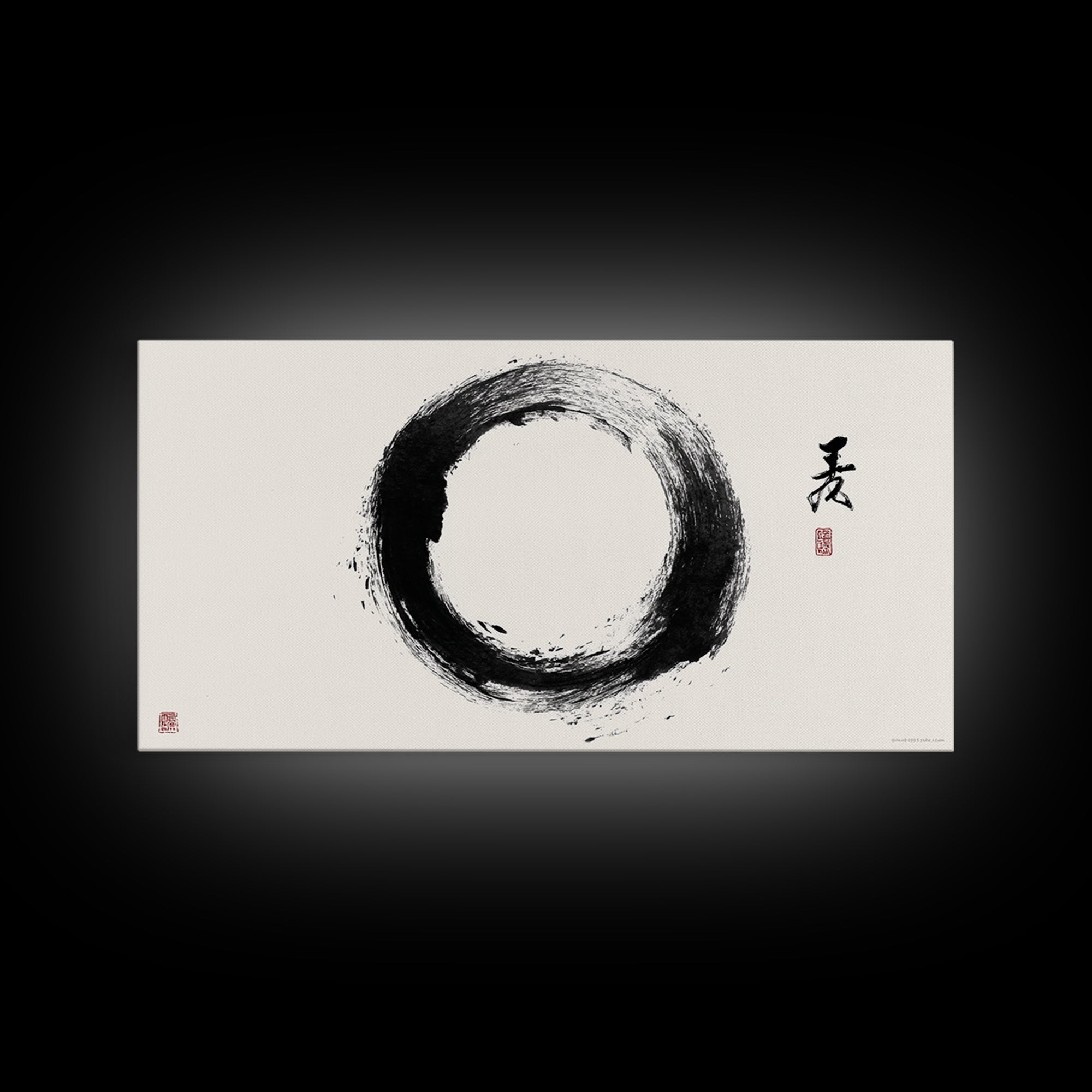 Peaceful Zen Black Ink Brush Painting Of Tree Branch Japanese Style Canvas Print Minimalist Wall Art Modern Decor