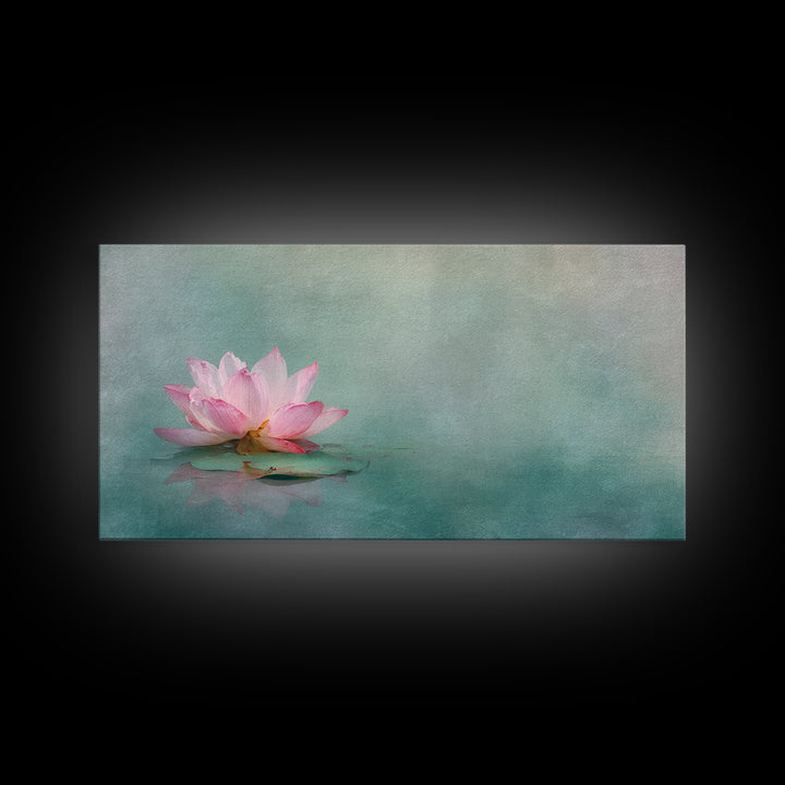 Elegant Pink Lotus Flower On Blue Water Serenity Floral Wall Art Canvas Print For Bedroom Or Living Room Decor