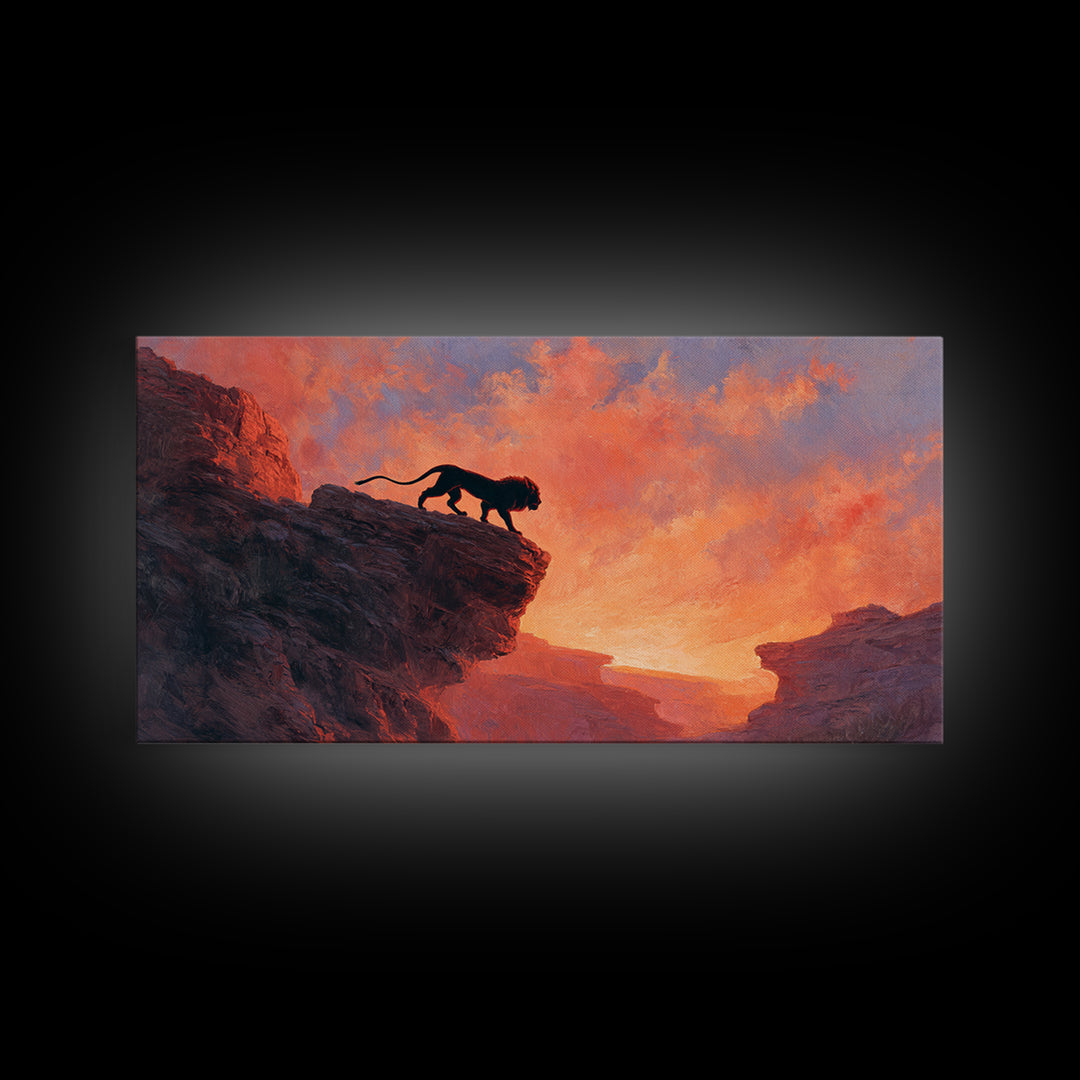 Black Panther Canyon Sunset Wall Art, Wildlife Canvas Print, Southwestern Decor, Big Cat Art, Dramatic Living Room Decor