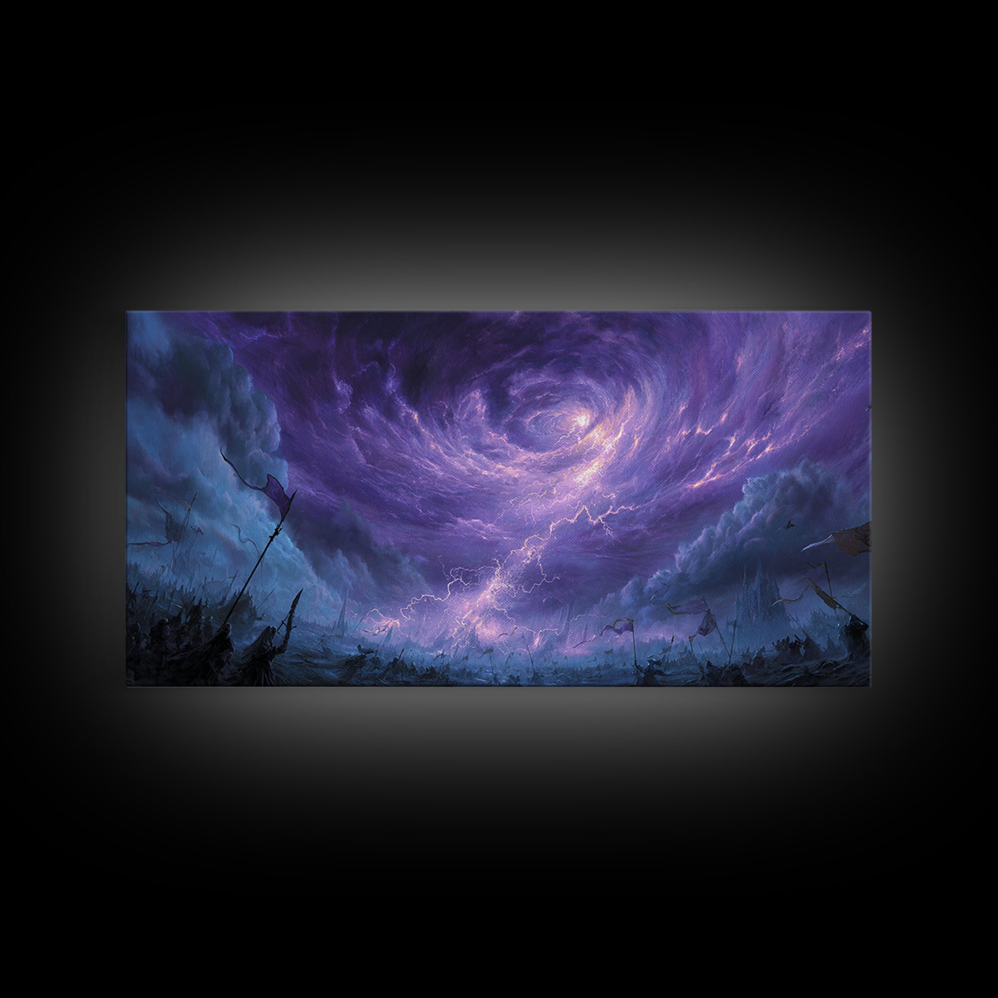 Purple Storm Vortex Canvas Print, Fantasy Sky Wall Art, Dramatic Lightning Landscape, Dark Surreal Decor, Gothic Gift For Him