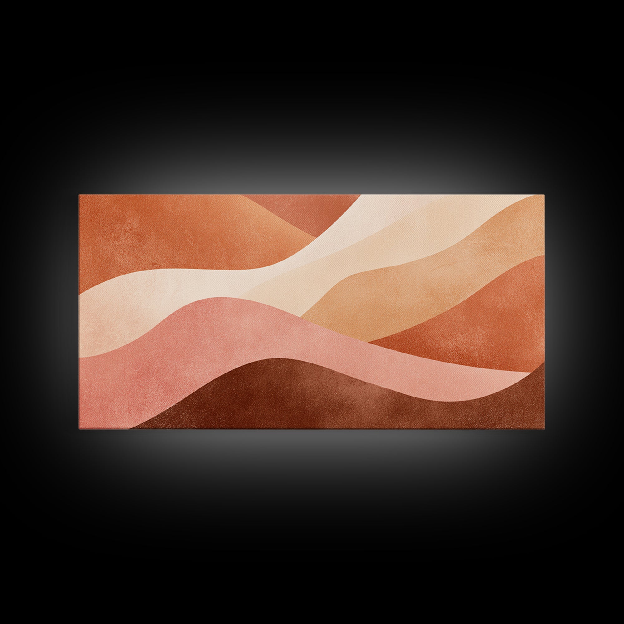 Terracotta Cream Wavy Abstract Canvas Print, Earth Tone Wall Art, Modern Boho Decor, Large Horizontal Living Room Art Print