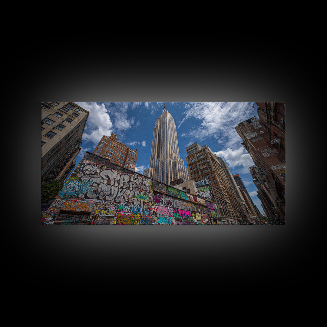 New York Graffiti Alley And Chrysler Building Wall Art, Urban Cityscape Print, NYC Travel Poster, Modern Office Decor For Loft