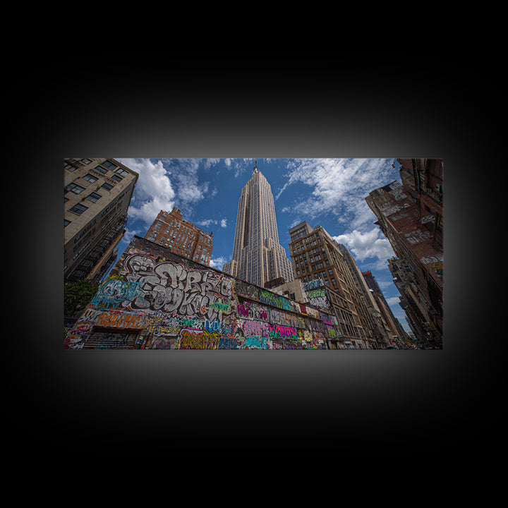 New York Graffiti Alley And Chrysler Building Wall Art, Urban Cityscape Print, NYC Travel Poster, Modern Office Decor For Loft
