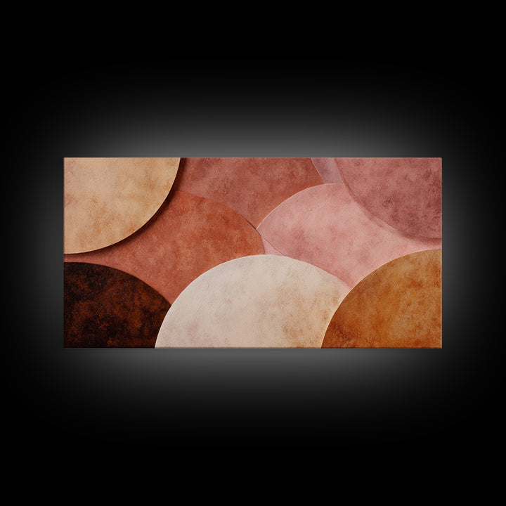Textured Terracotta Circle Abstract Canvas Print, Earth Tone Wall Art, Modern Organic Decor, Large Neutral Wall Art For Living Room