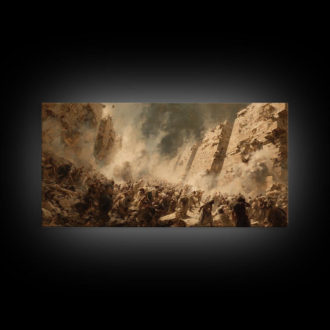 Ancient Siege Battle In Dust Wall Art, Historical War Canvas Print, Dramatic Figurative Art, Dark Academia Home Decor Gift