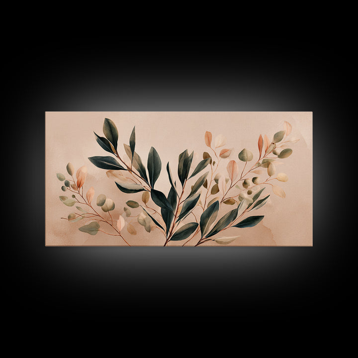 Blush Olive Branch Botanical Wall Art, Sage Green Leaves, Neutral Boho Home Decor, Living Room Wall Art, Housewarming Gift
