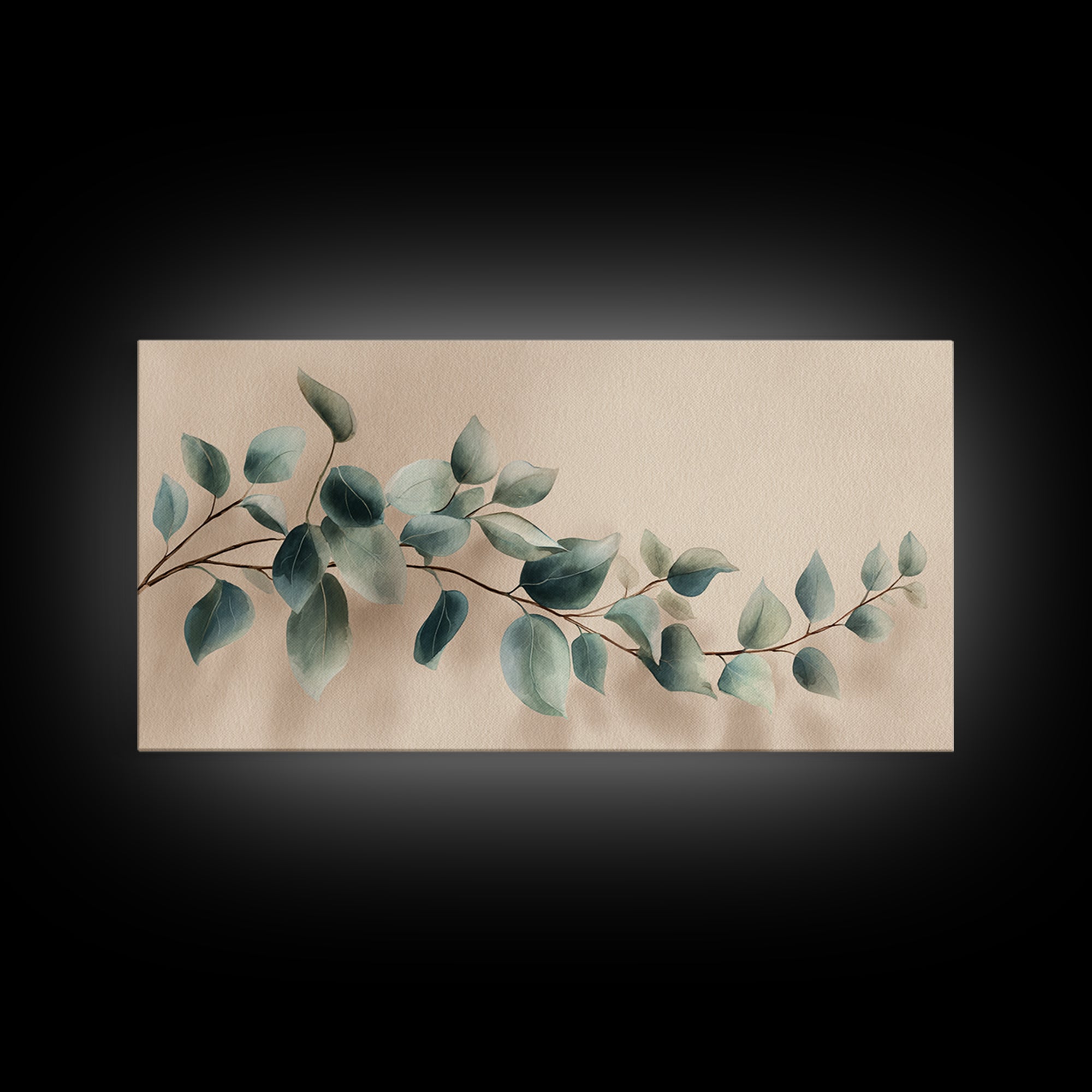 Soft Eucalyptus Branch Canvas Print, Blue Green Botanical Wall Art, Neutral Home Decor, Bedroom Wall Art, Modern Living Room Art