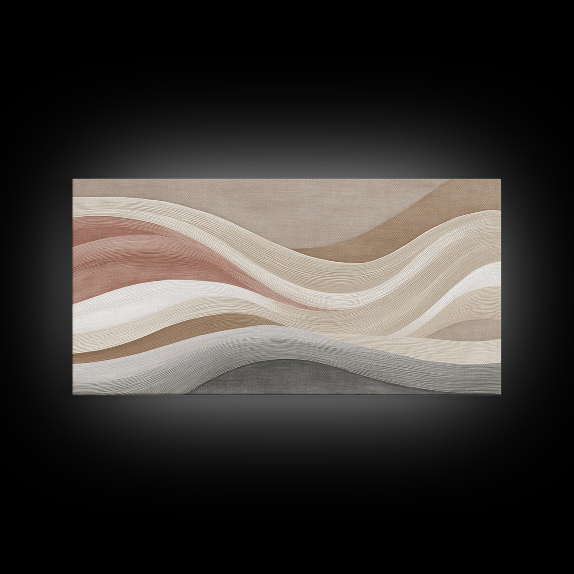 Neutral Wavy Abstract Wall Art, Terracotta Taupe Lines, Minimalist Canvas Print, Modern Living Room Decor, Above Sofa Art