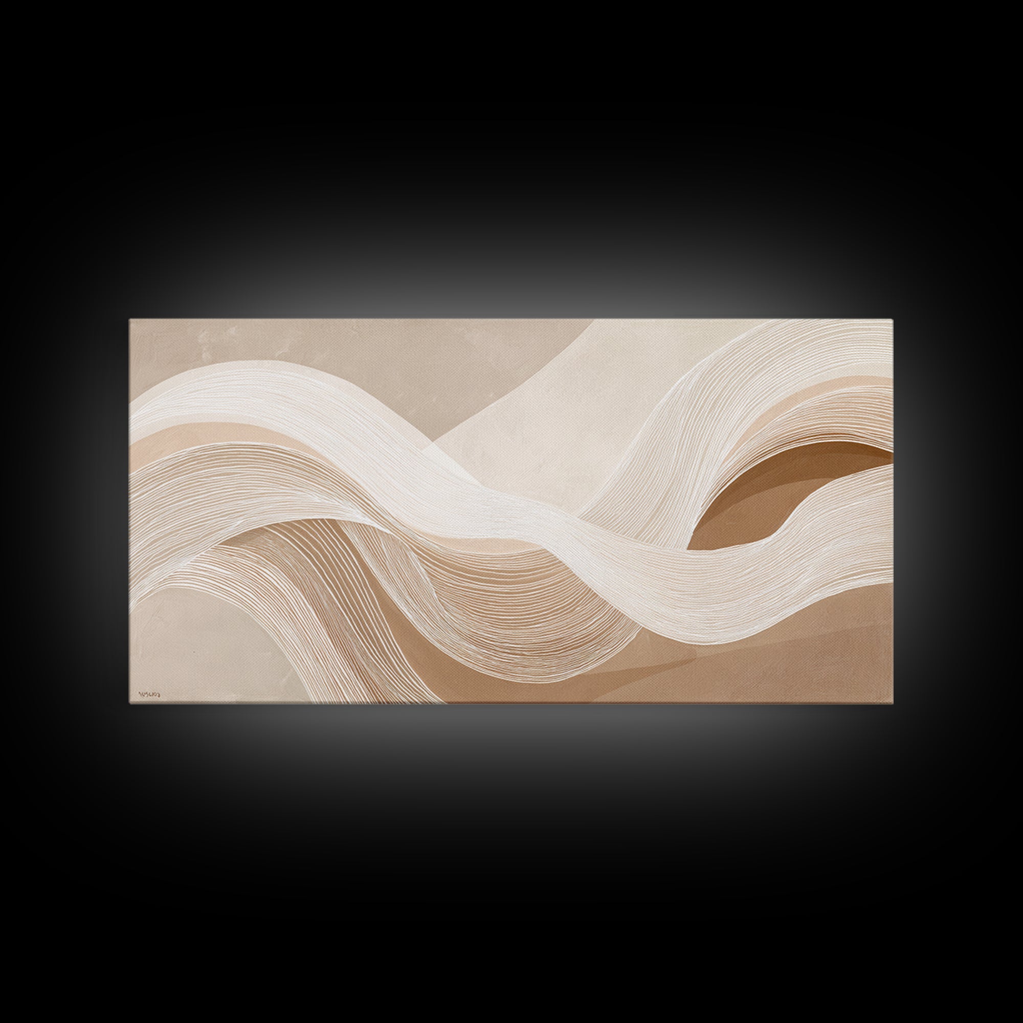 Cream Topographic Wave Framed Canvas Print, Beige Abstract Wall Art, Organic Modern Decor, Neutral Living Room Wall Decor