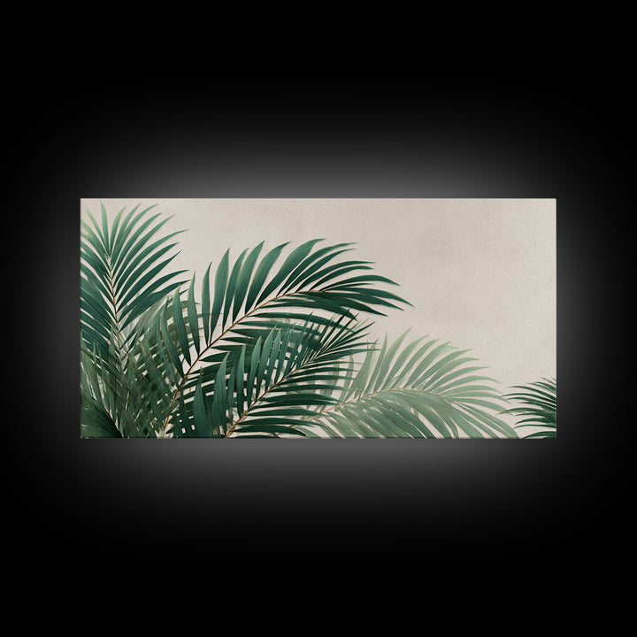 Tropical Palm Leaves Wall Art, Botanical Canvas Print, Green Coastal Decor, Neutral Living Room Wall Decor, Beach House Gift