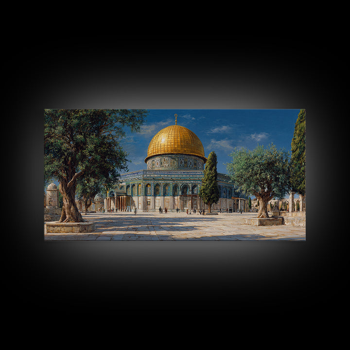Golden Dome Of The Rock Jerusalem Wall Art, Islamic Architecture Canvas Print, Middle Eastern Decor, Spiritual Travel Poster