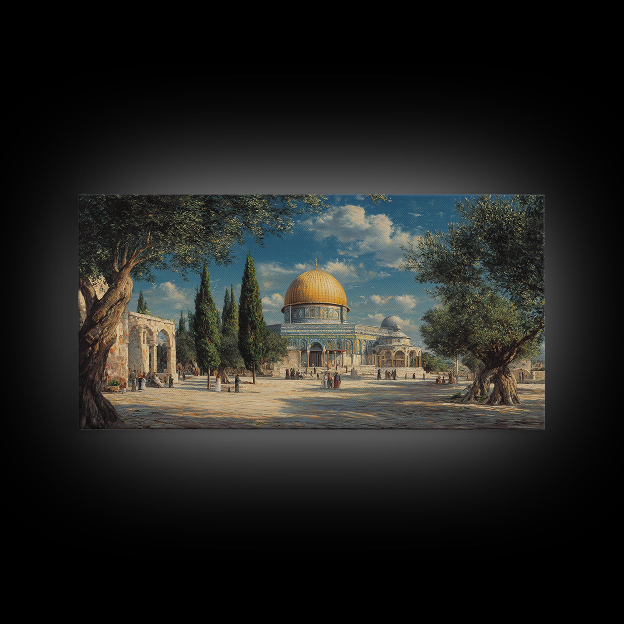 Jerusalem Dome Of The Rock Wall Art, Islamic Architecture Canvas Print, Olive Tree Travel Decor, Middle Eastern Art Print
