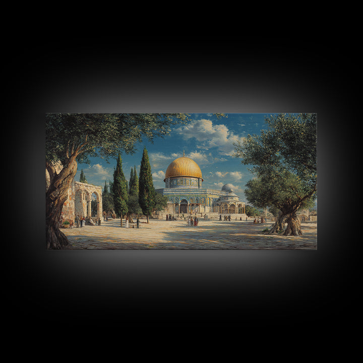 Jerusalem Dome Of The Rock Wall Art, Islamic Architecture Canvas Print, Olive Tree Travel Decor, Middle Eastern Art Print