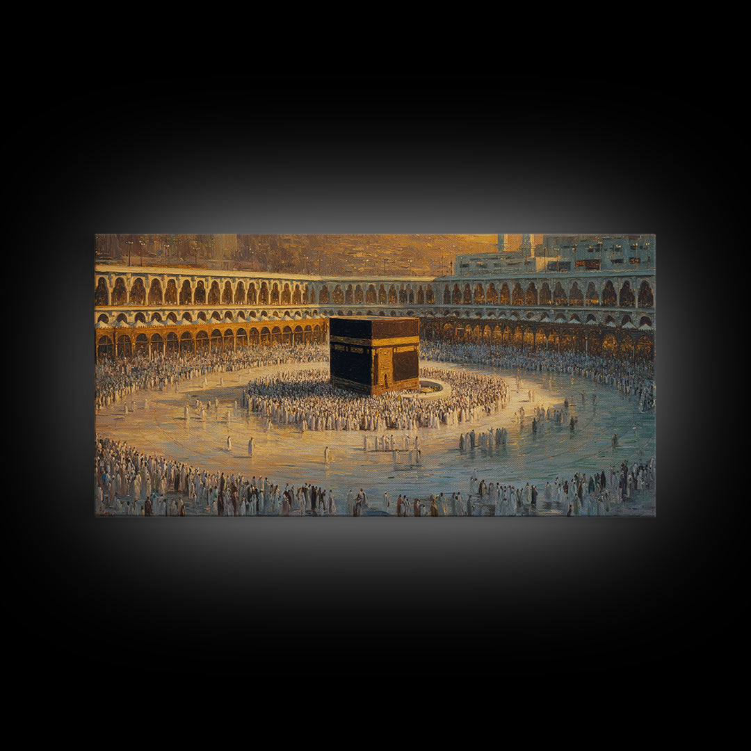 Kaaba Mecca Pilgrimage Wall Art, Islamic Framed Canvas Print, Muslim Home Decor, Ramadan Eid Gift, Prayer Room Art, Islamic Wall Decor