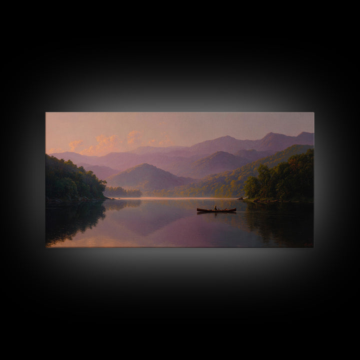 Smoky Mountain Lake At Sunset Canvas Print, Serene Landscape Wall Art, Cabin Decor, Rustic Home Decor, Housewarming Gift
