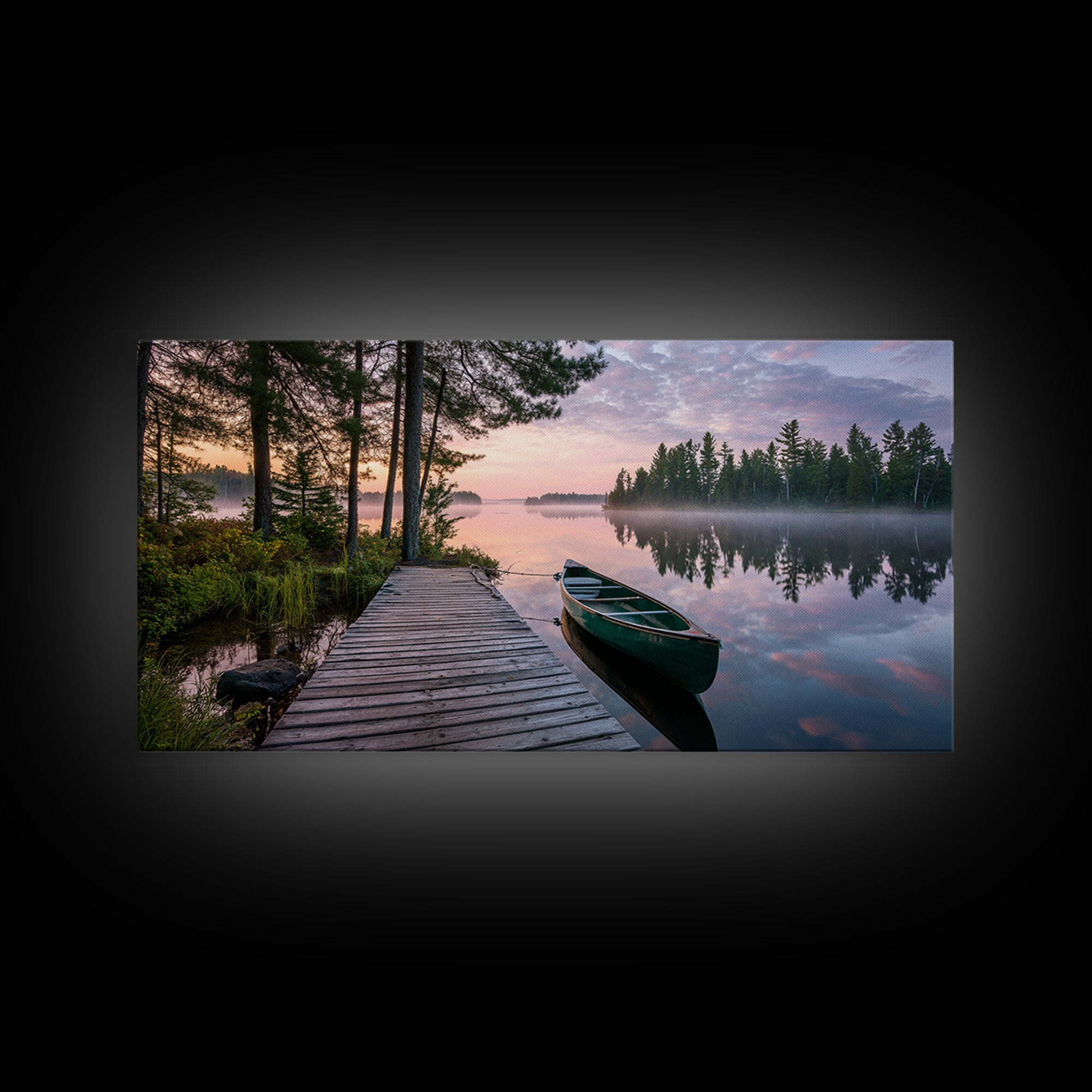Tranquil Sunset Dock View With Lantern Framed Canvas Print Wall Art Coastal Home Decor Bedroom Wall Art