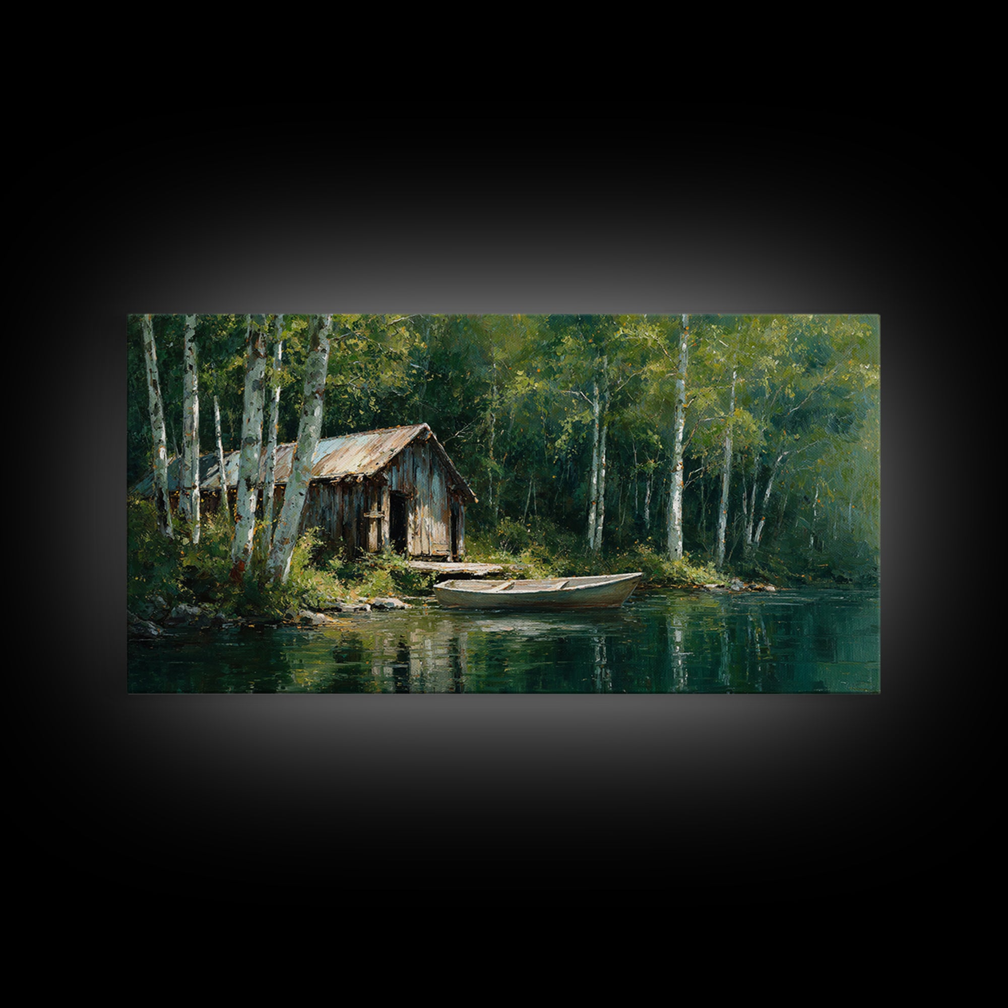 Scenic Tranquil Lake With Lily Pads And Bergen Mountains Landscape Painting Wall Art Canvas Print For Home Decor