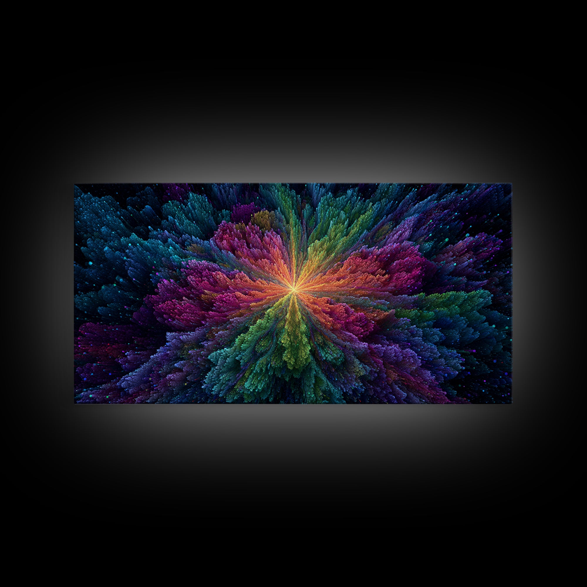 Vibrant Abstract Cosmic Night Sky With Stars And A Central Black Hole Explosion Colorful Wall Art Canvas Print For Home Office Or Living Room