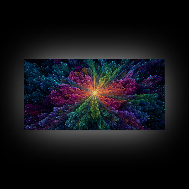 Vibrant Abstract Cosmic Night Sky With Stars And A Central Black Hole Explosion Colorful Wall Art Canvas Print For Home Office Or Living Room