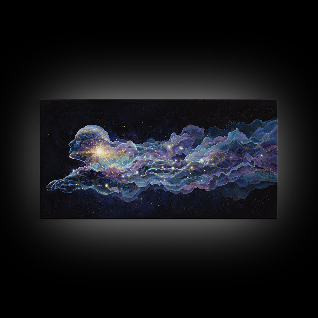 Abstract Celestial Cosmic Art Painting Wall Art Canvas Print Colorful Starry Night Decor Mystical Wall Art
