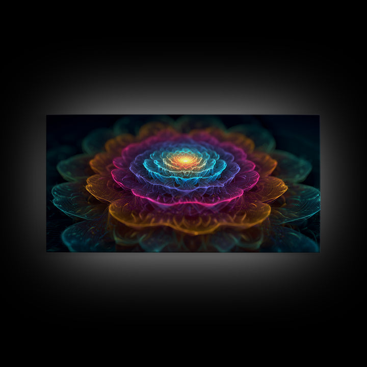 Colorful Fractal Flower Digital Art Canvas Print Vibrant Modern Wall Art For Living Room