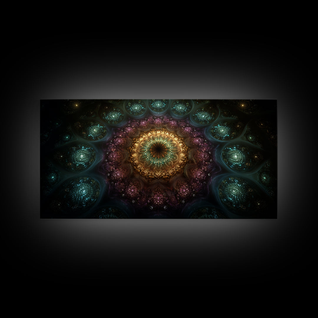 Magical Kaleidoscope Mandala Inspired Abstract Fractal Design Wall Art Modern Wall Decor Canvas Print Gift