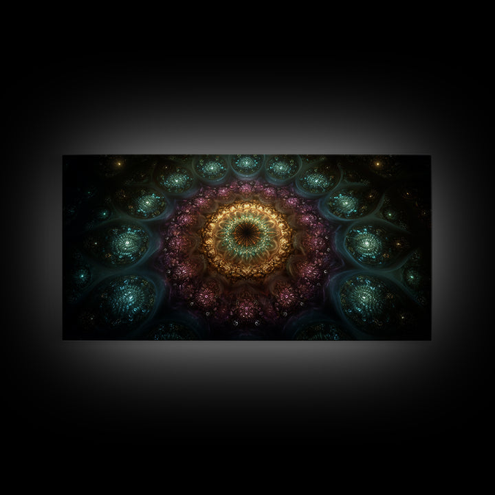 Magical Kaleidoscope Mandala Inspired Abstract Fractal Design Wall Art Modern Wall Decor Canvas Print Gift
