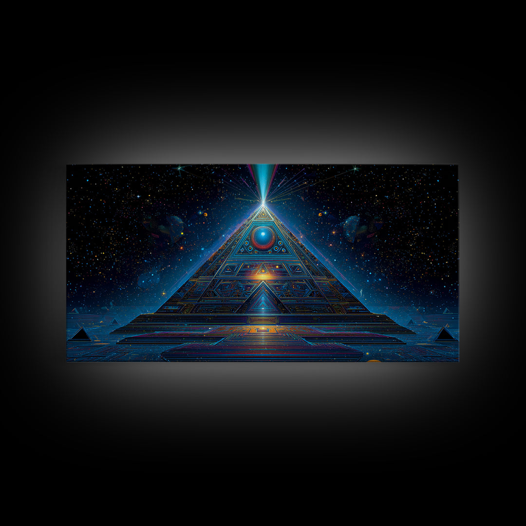 Mystical Futuristic Pyramid Digital Art Print Canvas Print Wall Art Modern Sci Fi Decor Inspirational Artwork