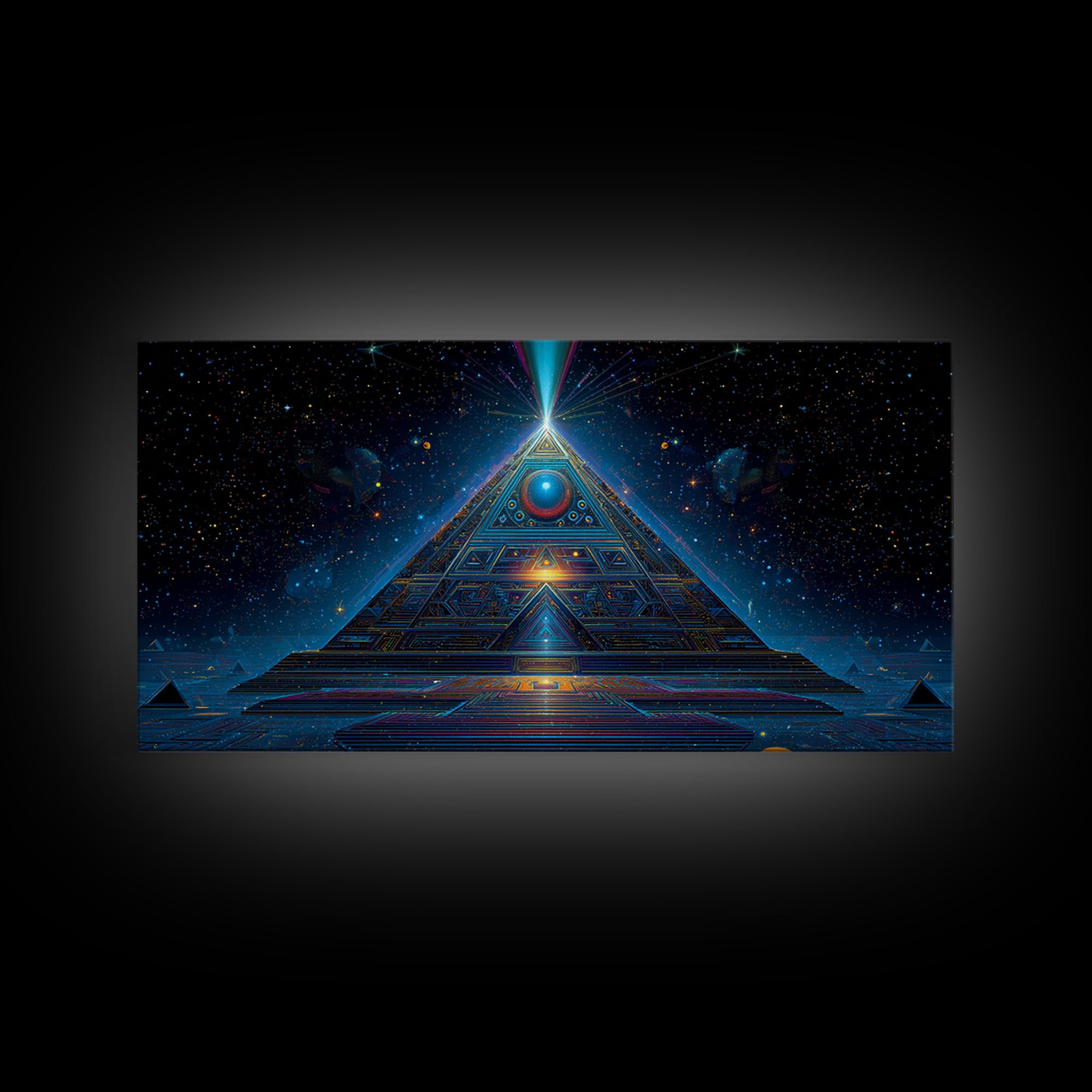 Mystical Futuristic Pyramid Digital Art Print Canvas Print Wall Art Modern Sci Fi Decor Inspirational Artwork