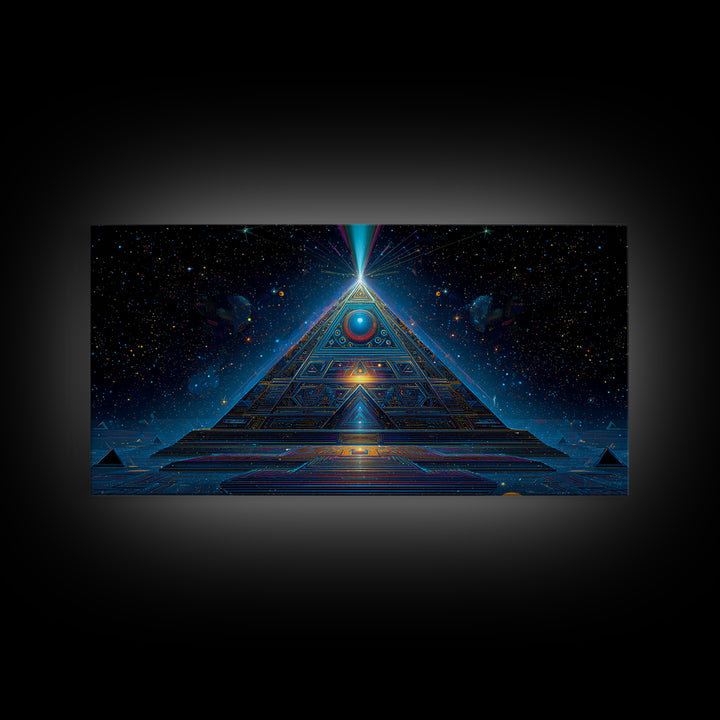 Mystical Futuristic Pyramid Digital Art Print Canvas Print Wall Art Modern Sci Fi Decor Inspirational Artwork