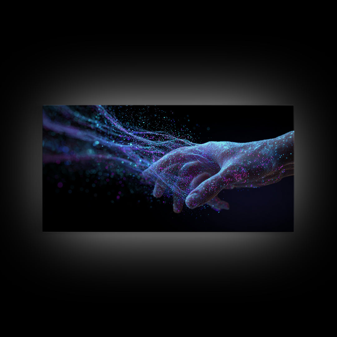 Digital Futuristic Hand Nebula Art Canvas Print Modern Abstract Wall Art For Home Office Decor Unique Cosmic Framed Canvas Print